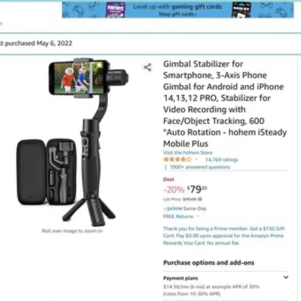 ISteady Gimbal Stabilizer, in box, never used
